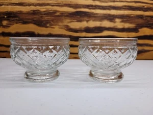 VTG Replacement Crystal Diamond Cut Heavy Glass Pedestal Sherbet Bowl (Set of 2) - Picture 1 of 7