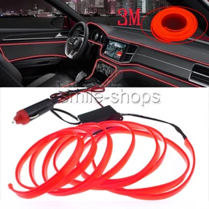 3M 12V Car Vehicle Ambient Interior Red Cold Light Strip Atmosphere Neon Lamps - Picture 1 of 12