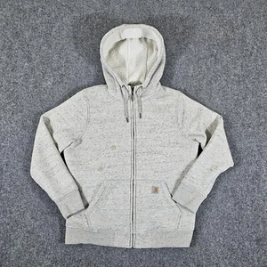 Carhartt Sherpa Fleece Lined Full Zip Hooded Sweatshirt White Youth M 8-10 Flaw - Picture 1 of 9