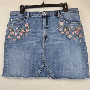 H&M Divided Embroidered Flowers Demin Skirt Size 16 - Picture 1 of 16