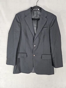 Versini Men's Navy Blue Solid 100% Worsted Wool Blazer 38L Long 2 button Jacket  - Picture 1 of 10