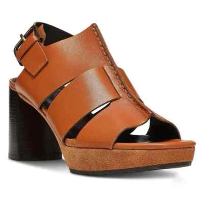 SANDALIA DONALD PLINER GENEVA TACÓN BLOQUE CUERO MARRÓN NUEVA SIN CAJA MUJER TALLA 9.5 Foto 1 de 4