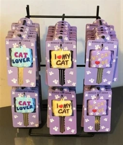 KATZENLIEBHABER Gummi Schlüsselabdeckungen 3 Designs Meine Katze liebt mich Ich liebe meine Katze - Bild 1 von 9