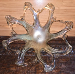 Vintage Murano Art Glass Stretched Star Bowl Candy Dish 8.5” Italy - Picture 1 of 6