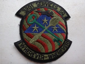 USAF Subdued Patch 3201st Service Squadron with motto WHEREVER-WHENEVER - Picture 1 of 3