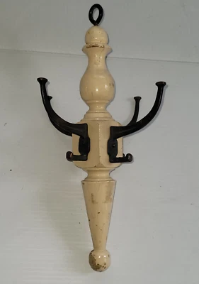 Antiguo árbol de pasillo portátil colgante RARO pequeño 13 pulgadas Largo con 4 ganchos dobles Foto 1 de 4