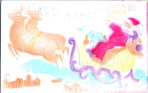 Vintage Christmas Postcard Santa Claus Embossed 1908 Bright Colors Handpainted - Picture 1 of 2