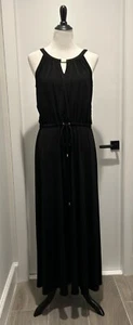 Calvin Klein Maxi Dress Black Sleeveless Drawstring, Size - Medium - Picture 1 of 7