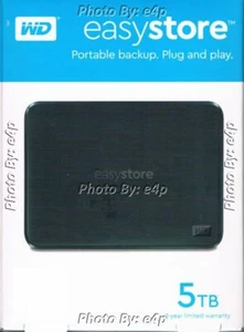 WD EASYSTORE 5TB EXTERNE USB 3.0 TRAGBARE FESTPLATTE WDBAJP0050BBK-WESN VERSIEGELT! - Bild 1 von 9