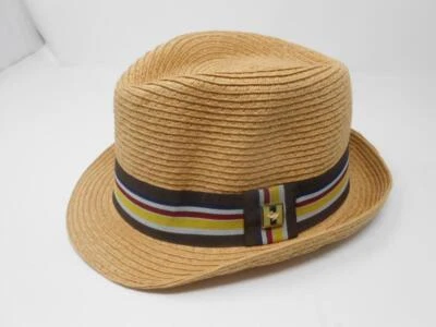 Vintage Novo Unissex Peter Grimm CLÁSSICO Fedora Tamanho P/M Palha Natural - Imagem 1 de 4