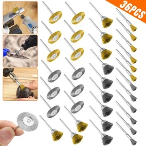 36Pcs Brass Wire Wheel Cup Pen Brush Mix Set For Dremel Rotary Tool Die Grinder - Picture 1 of 10