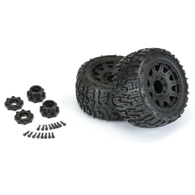 Pro-Line 1/8 Trencher LP F/R 3.8" MT Tires Mounted 17mm Black Raid PRO1017510 - Image 1 of 4