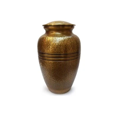 Beautiful Creeping Leaves Memorial Urn for Cremation Ashes – Handmade Brass Urn - Image 1 of 4