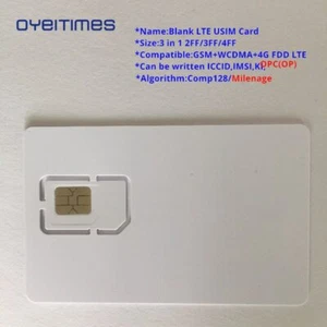 4G Programmable Blank SIM Card GSM WCDMA LTE 2FF/3FF/4FF /w COS ICCID IMSI OPC - Picture 1 of 5