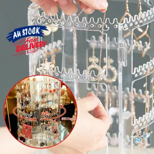 360 Rotating Jewelry Rack Organizer Display Stand Earring Holder Necklace - Picture 1 of 7