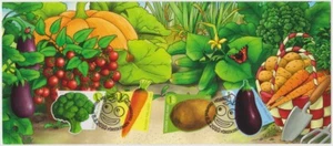 Finland Maxi 2010, verduras divertidas, brócoli, zanahoria, papa, berenjena, como nuevo - Imagen 1 de 1