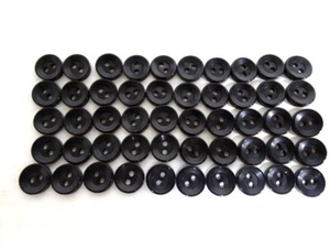 50 Acrylic 2-Hole BLACK BUTTONS 7/16" Crafts Clothing - Picture 1 of 1