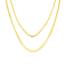 14K Yellow Gold Solid Womens 3mm High Polish Silk Herringbone Chain Necklace 20"
