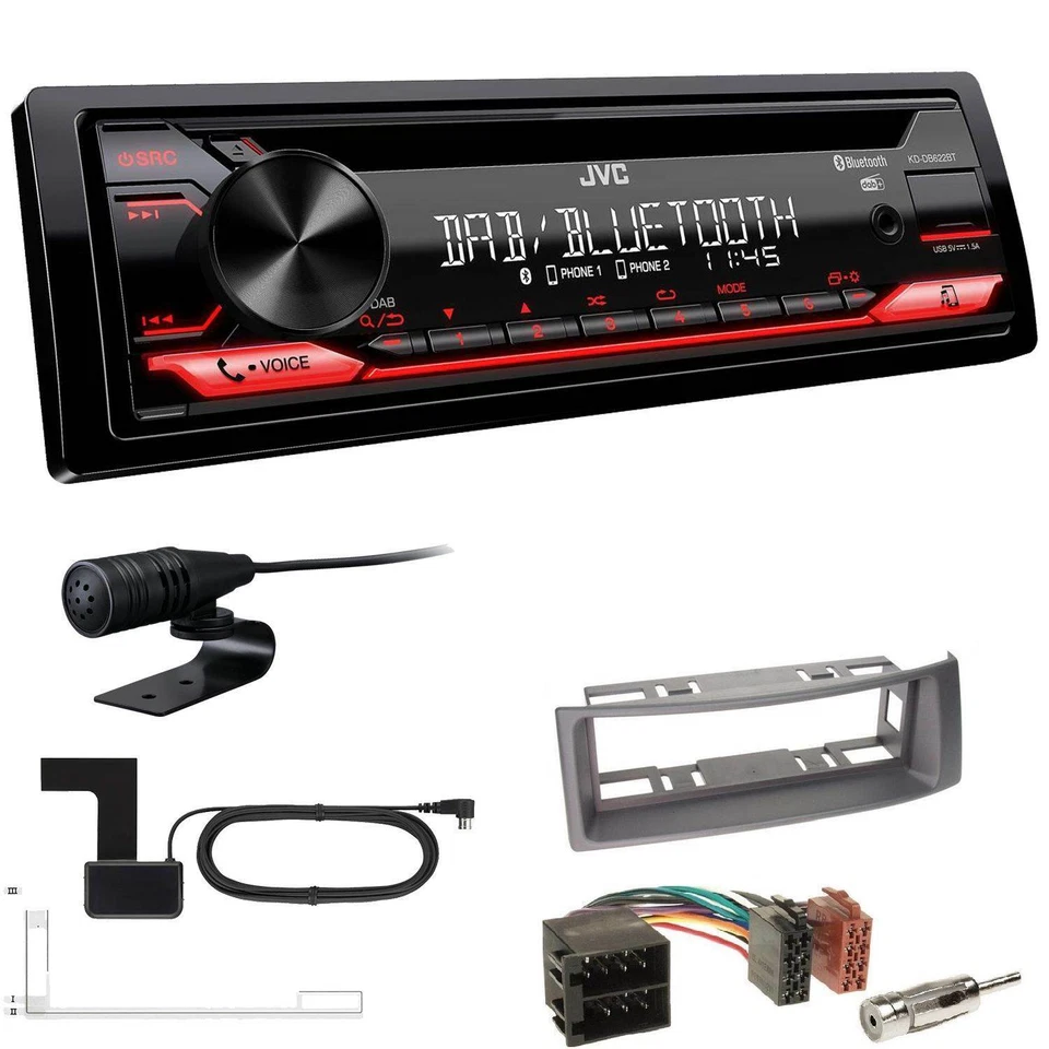 JVC KD-DB622BT DAB Auto Radio USB BT für Renault Megane I Megane Scenic hellgrau - Bild 1 von 4