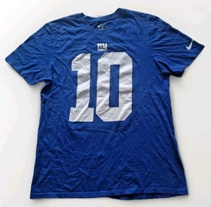 New York Giants T Shirt Mens M Eli Manning #10 NFL Nike Athletic Cut Blue - Picture 1 of 10