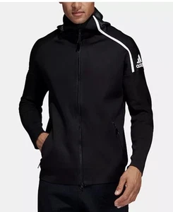 NWOT Adidas Black ZNE Hybrid Hoodie Jacket Casual Athletic Outerwear Size Large - Picture 1 of 9