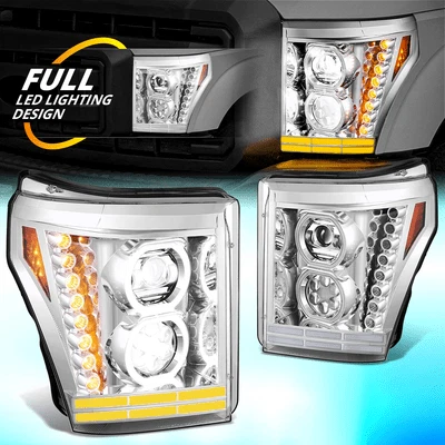 Faros proyectores LED esquineros ámbar carcasa cromada para Ford F-250 SD 2011-2016 Foto 1 de 4