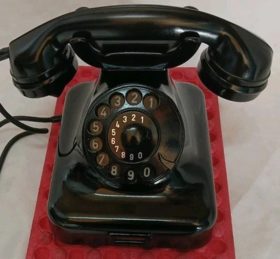 TELEFONO ANTICO SIEMENS W38, IN BACHELITE NERO - Immagine 1 di 4