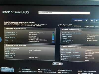 CPU Intel Nuc 7i5DNKE i5-7300U @ 2,6 GHz, 8 GB de RAM, 512 GB de disco duro, Wifi, Win11  Foto 1 de 4