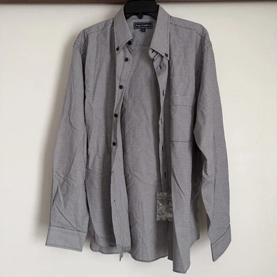 Camisa de vestir para hombre Paul Fredrick 100 % algodón gris patrón pata de gallo L Foto 1 de 4