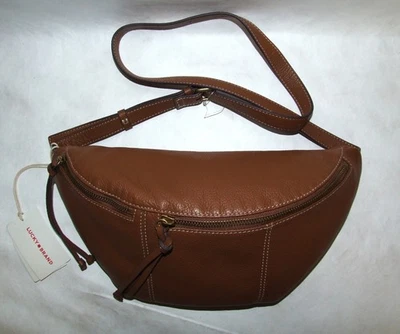 NWT Lucky Brand 2 in 1 Convertible Sling/Belt Bag Brown Leather Crossbody Fanny - Image 1 of 2