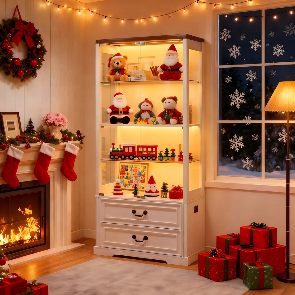 Vitrina de Cristal con Puertas, Librería 67" de Alto con Altura de Cristal Ajustable Foto 1 de 1