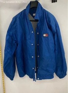 Tommy Jeans Mens Blue Long Sleeve Snap Front Windbreaker Jacket Size Medium - Picture 1 of 10