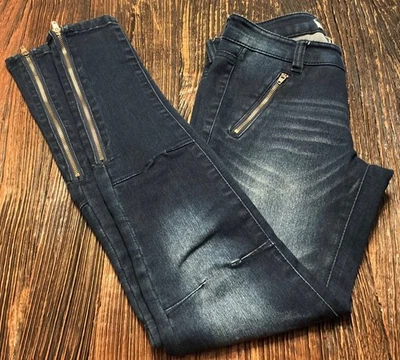 Pantalones de mezclilla ajustados al tobillo Arden B para mujer talla: 0 mezcla de algodón elásticos detalles con cremallera Foto 1 de 4