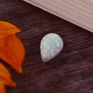 Australian Opal Fiery Multicolor Pear Solid Loose Gemstone Cabochon 8.80 CT - Picture 1 of 5