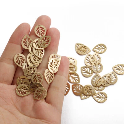 50Pcs Raw Brass Hollow Tree Leaf Leaves Charms Pendants 11*14mm Jewelry Findings Foto 1 de 4