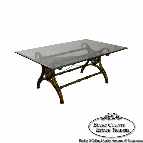 Regency Style Swan Neck X Base Glass Top Dining Table Cover
