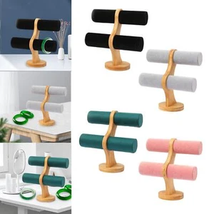 Présentoir à bijoux à 2 couches avec tour de base Porte-bracelet en bois - Picture 1 of 7