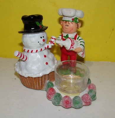 Castiçal aposentado Yankee Candle Tea Light Elf boneco de neve Natal 2012  - Imagem 1 de 4