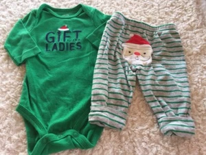 Just One You Boys Outfit GIFT TO THE LADIES Santa Green One Piece Pants 3 Months - Picture 1 of 9