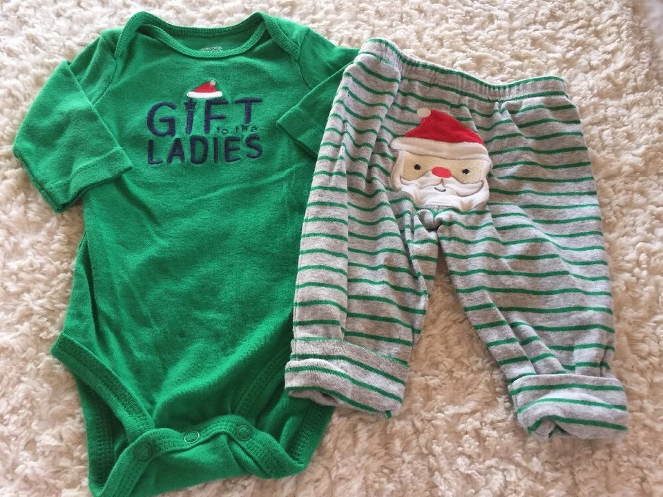 Conjunto Just One You Boys REGALO A LAS DAMAS Papá Noel Verde Pantalones de una pieza 3 meses Foto 1 de 4