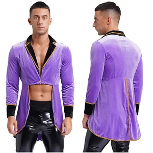 Mens Ringmaster Costume Party Jacket Lapel Coat Cosplay Tailcoat V Neck Uniform - Picture 1 of 52