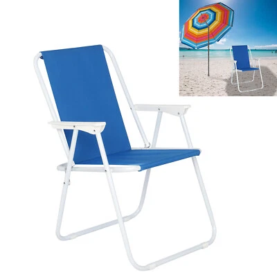 Silla de lona azul plegable portátil EE. UU. Sólida piscina salón camping asiento reclinable Foto 1 de 4