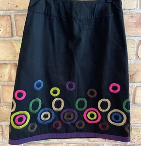 Boden Rock Damen UK 10L US 6L schwarz A-Linie bestickt mittellang Seitenreißverschluss - Bild 1 von 18