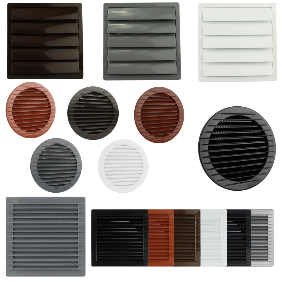 VONLIS Lüftungsgitter Lamellen rund eckig weiß braun grau anthrazit ziegelrot schwarz