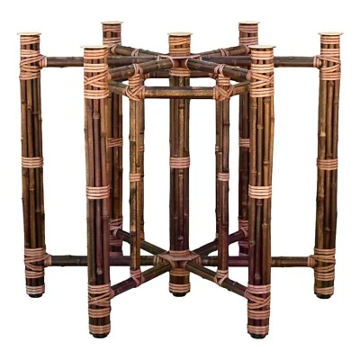 Auténtica Mesa de Comedor McGuire Hexagonal Bambú Ratán Orgánica Moderna Tapas de Latón Foto 1 de 4