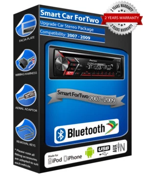 Smart Car Fortwo DEH-S320BT Autoradio, USB CD MP3 AUX In Bluetooth Kit - Bild 1 von 4