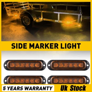 4x Oval 6 LED Amber Side Marker Light Indicator Lamp Orange Trailer Truck Lorry - Picture 1 of 16