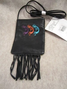 Borsa a tracolla Kingport Top Grain Pignappa Frange ~ Kokopelli ricamata davanti - Foto 1 di 6