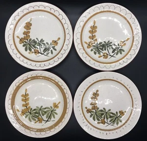 4er Set STANGL KERAMIK Goldene Blüte 6" Brot und Butter Teller handbemalt - Bild 1 von 6