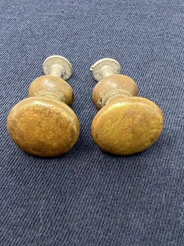 Antique Set Of Brass Bookcase 7/8” Knobs drawer Pulls Cover